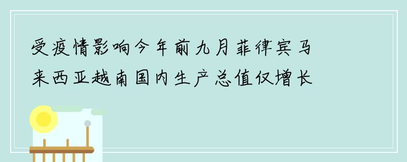 受疫情影响今年前九月菲律宾马来西亚越南国内生产总值仅增长 1.42%